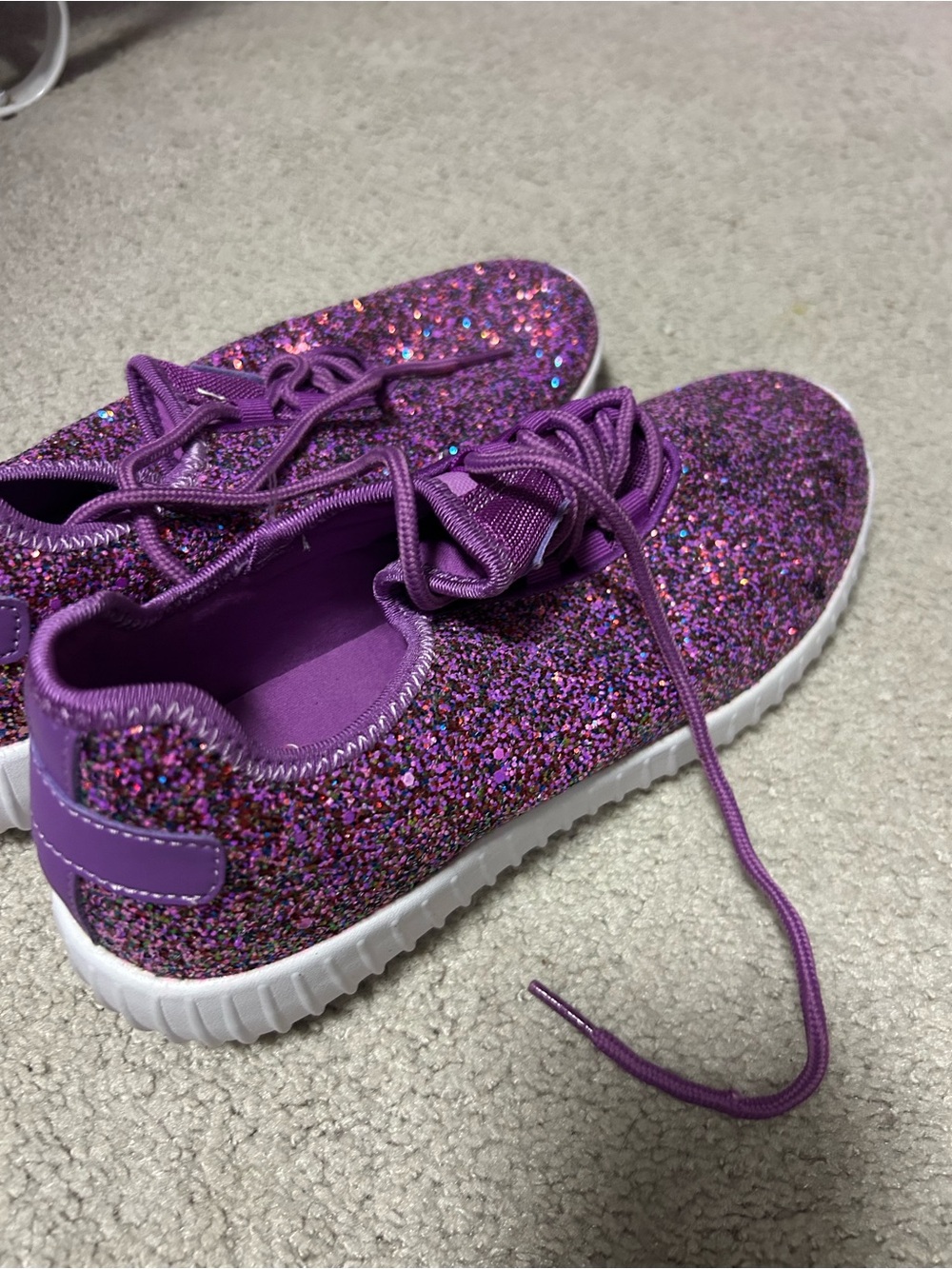 Women’s Purple Glitter Lace-Up Sneakers